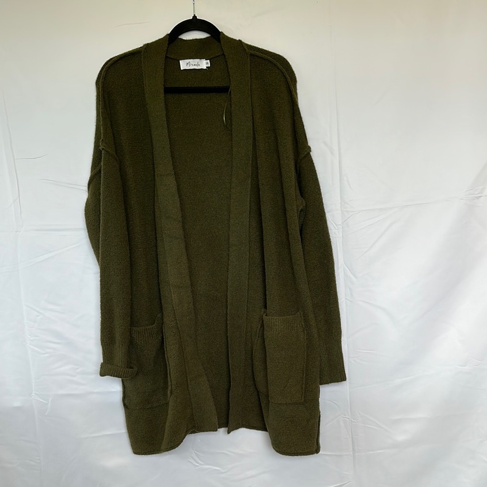 Miracle Green Open-Front Cardigan Sweater